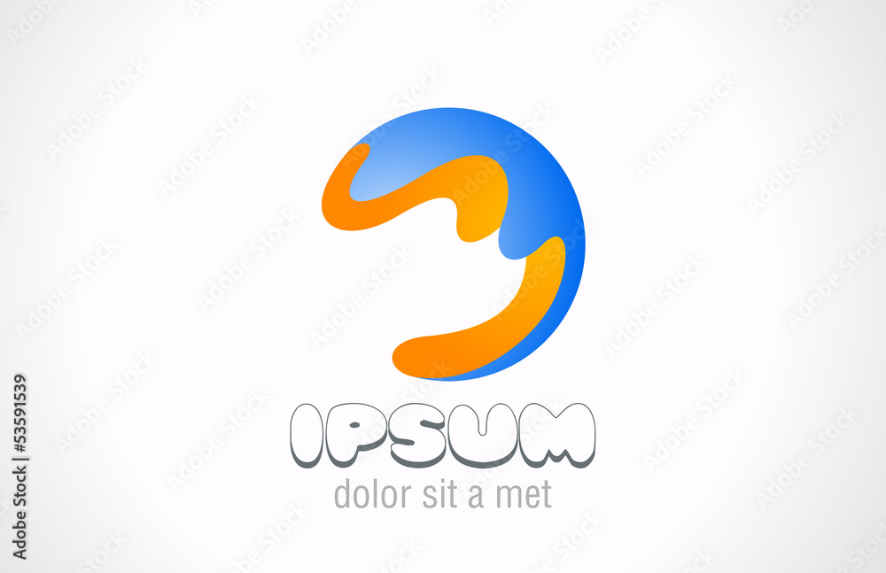 Poster Sphere blob funny logo vector design template abstract.