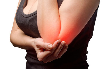 young woman having pain in her elbow