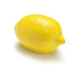 Single lemon isolated on white with shadow.