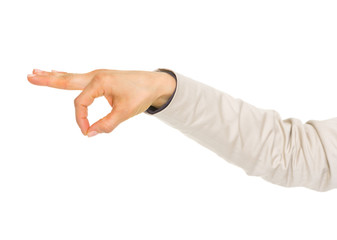 Closeup on hand of business woman holding something