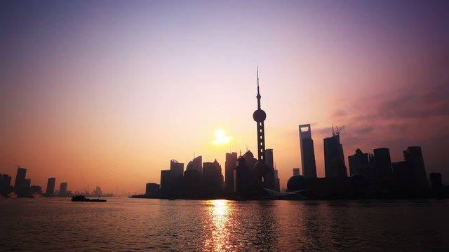 Shanghai Sunrise, Panning Time Lapse.