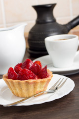 Strawberry Dessert with Cup of Coffee