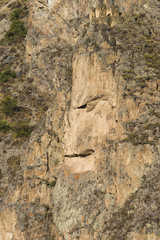 Rock face of Inca God in Ollantaytambo