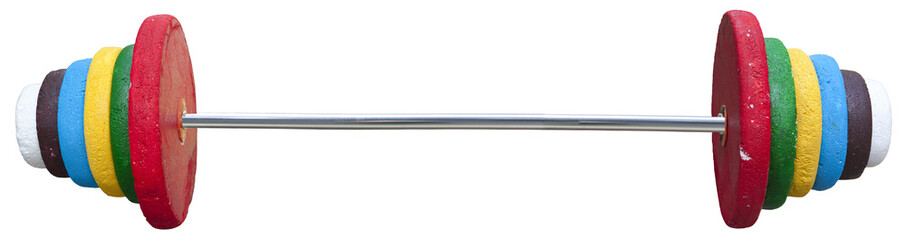 barbell with foam plastic colored discs