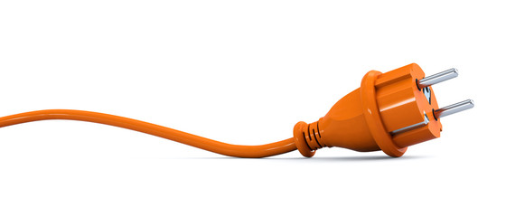 Orange power plug - curve - obrazy, fototapety, plakaty