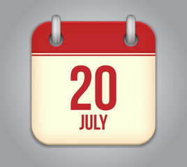Vector calendar app icon 20 july