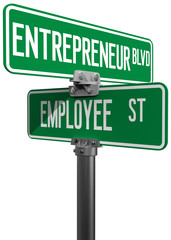 Employee Entrepreneur business decision sign