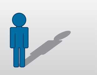 Standing figure with shadow at an angle