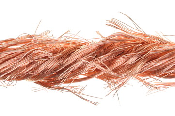Copper wire isolated on white background 
