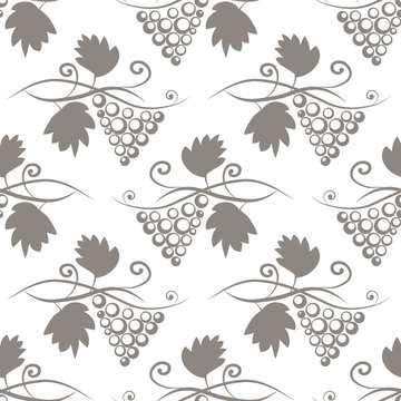 Seamless background with stylized grape branches and leaves
