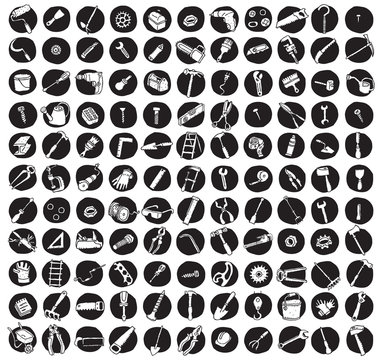 Collection of 121 tools doodled icons