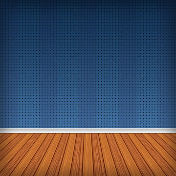 Blue empty room, interior with wallpaper. High resolution textur