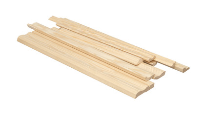 Wooden skirting boards isolated over white with clipping path.