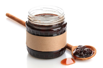 tasty berry jam, isolated on white