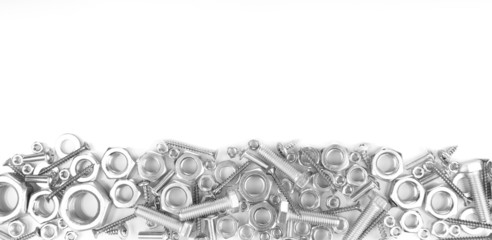 Bolts, screws, nuts isolated on white