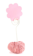 Beautiful holder in form of heart with memo isolated on white