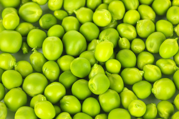 Sweet green peas close-up