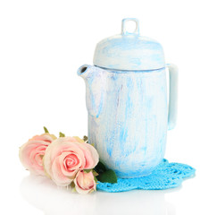 Antique white teapot isolated on white