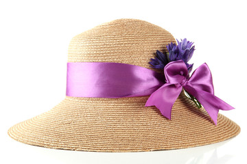 Beautiful summer hat, isolated on white