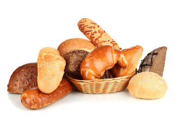 Variety of bread isolated on white