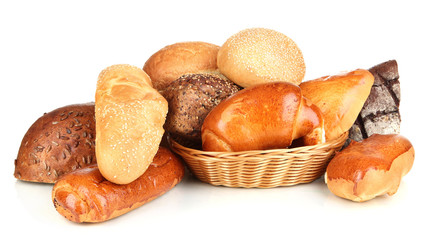 Variety of bread isolated on white