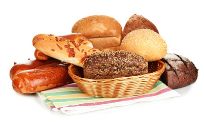 Variety of bread isolated on white