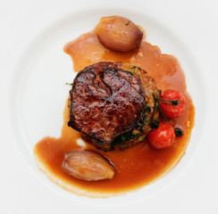 Tenderloin steak in plate