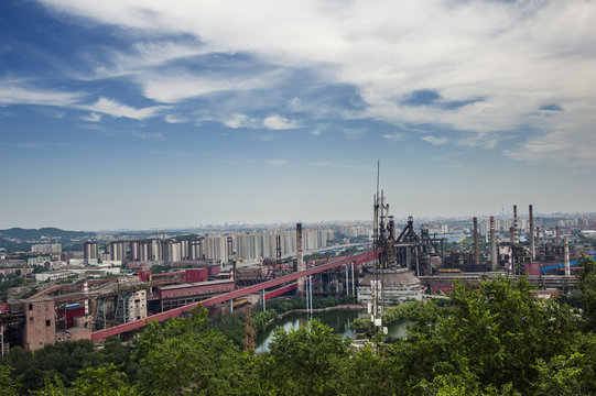 Panoramic view of a abandoned steel works, Beijing
