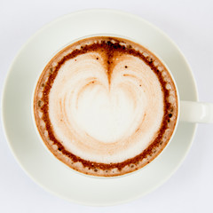 Hot chocolate in a white cup