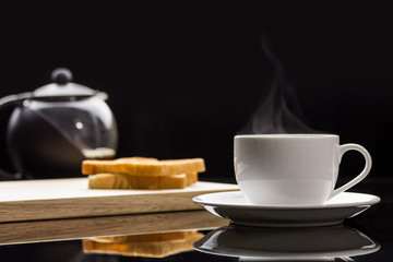 Cup of coffee and breads