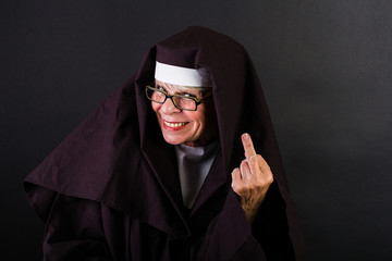 nun flipping you off