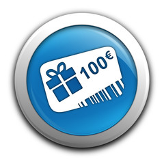 carte cadeau 100 euros sur bouton bleu