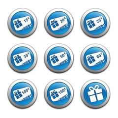 cartes cadeaux sur bouton bleu