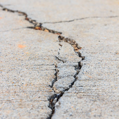 close up of crack cement road
