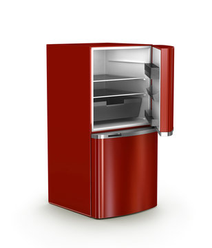 open refrigerator isolated, 3d