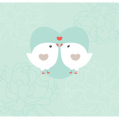 Invitation card with birds. Wedding or Valentines Day.