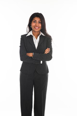 indian female business woman isolated in white background