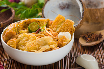 Hot and spicy Singapore food Curry Noodle