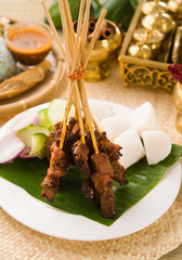 Satay a traditional malaysian indonesian roasted meat skewer