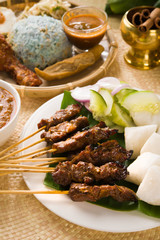 Satay a traditional malaysian indonesian roasted meat skewer
