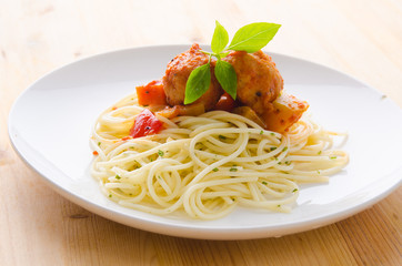 Spaghetti spaghetti pasta with tomato beef sauce