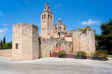 Fototapeta na wymiar Romanesque Sant Cugat monastery in Barcelona