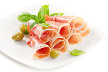 Slices of cured ham