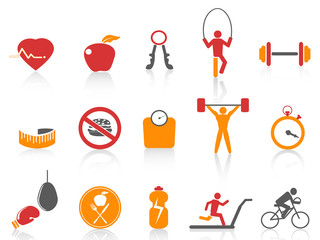 simple fitness icons set,orange color series