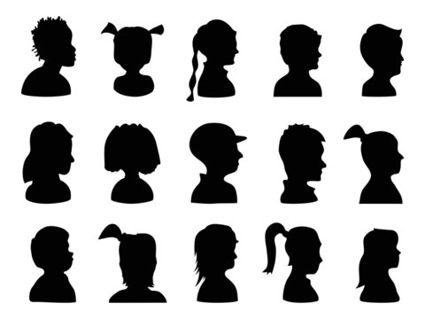 Children Profile Silhouettes