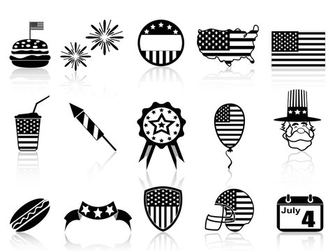 Fourth of July icons set