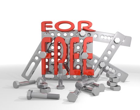 3d graphic of a isolated free sign  on mechanical construction