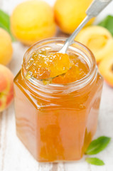 apricot confiture in a spoon close-up