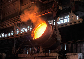 smelting of the metal in the foundry