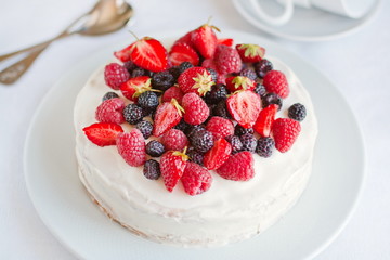 Angels cake with berries